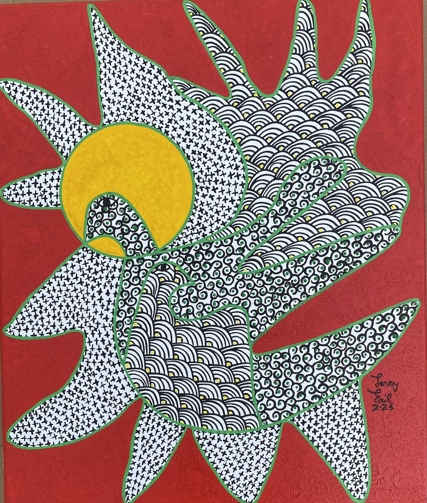 Columbasol — original acrylic on canvas painting by Levoy Exil, 20 x 24 inches