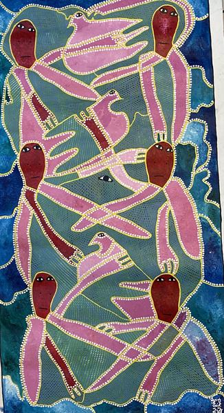 Decoumtana — original acrylic on canvas painting by Levoy Exil, 28 x 54 inches