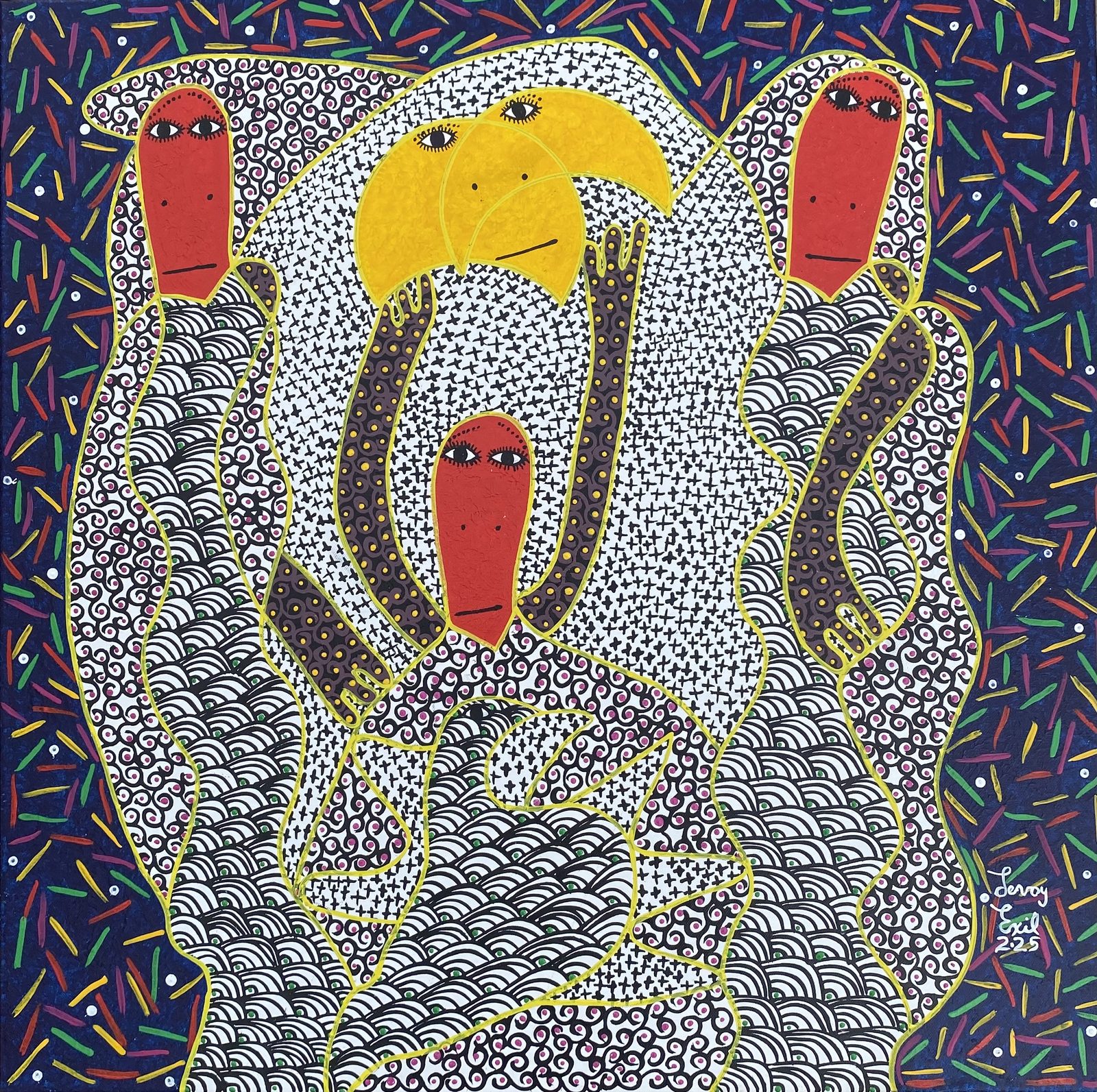 Desolfam — original acrylic on canvas painting by Levoy Exil, 30 x 30 inches