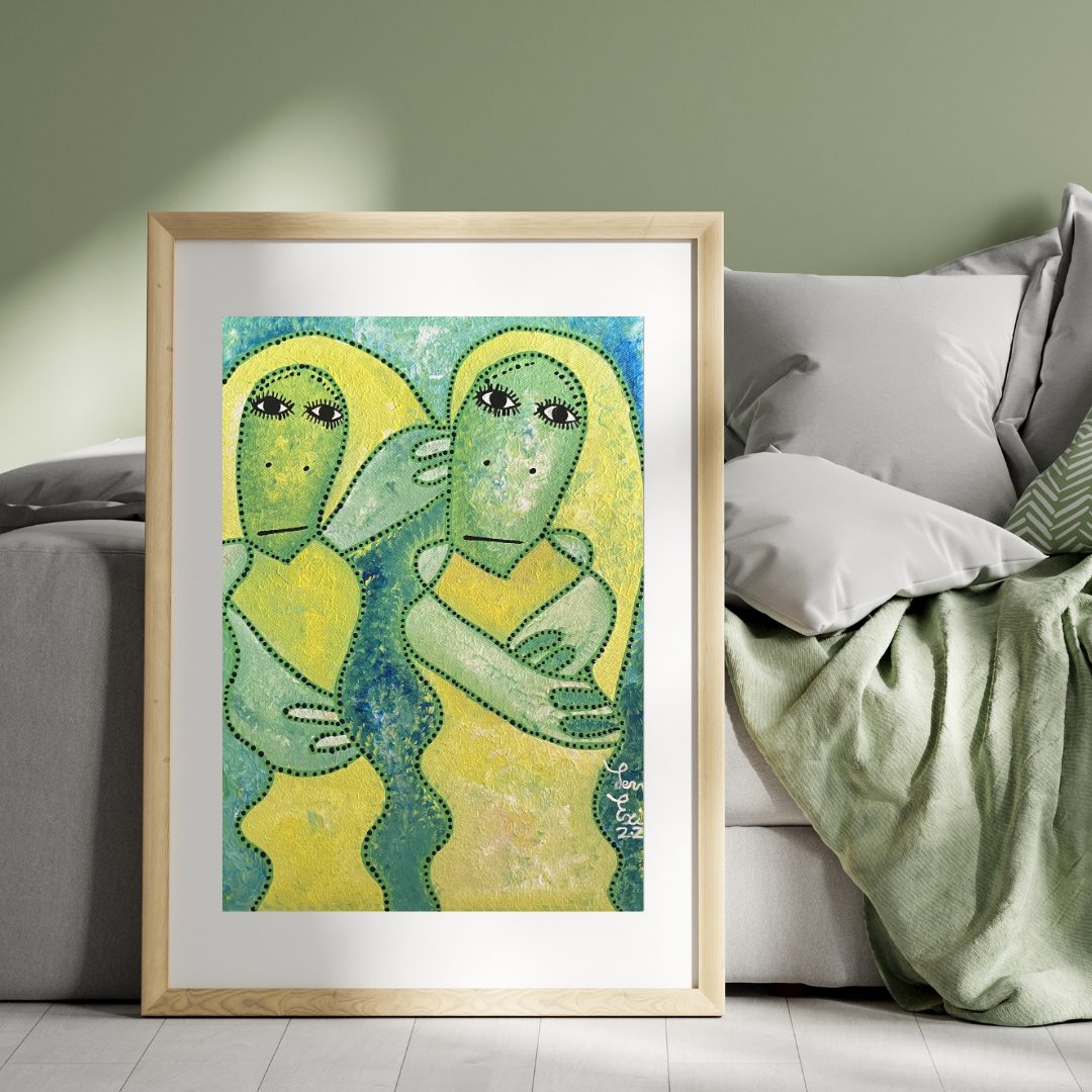Falcumda by Levoy Exil, shown framed in a home setting