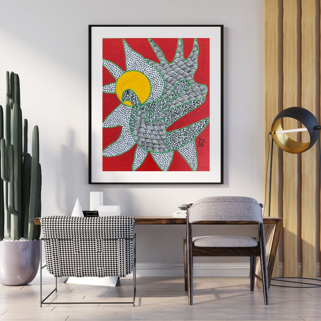 Columbasol by Levoy Exil, shown framed in a home interior