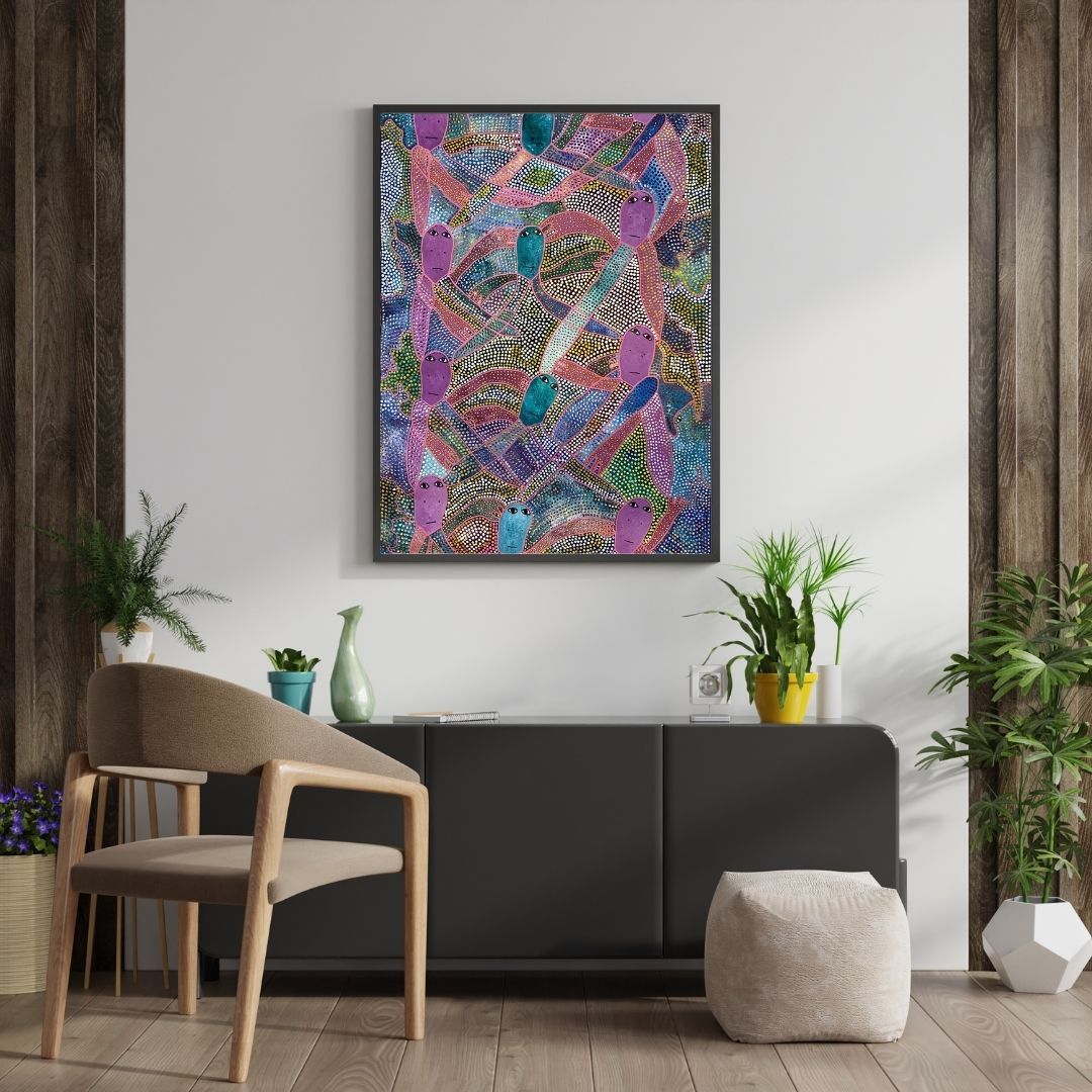 Les Triplés de Shelsy by Levoy Exil, shown framed in a home interior
