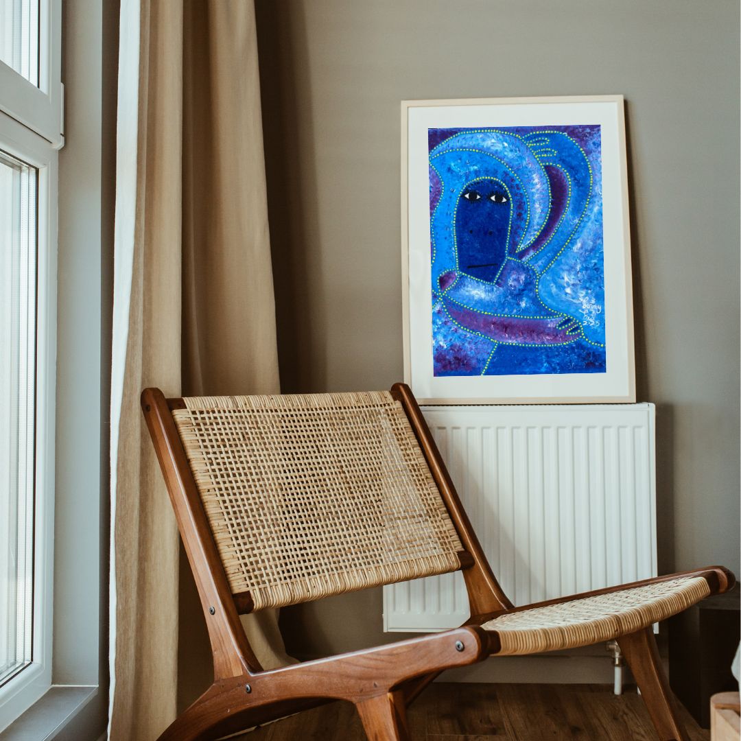 Lunedemas by Levoy Exil, shown framed in a home interior