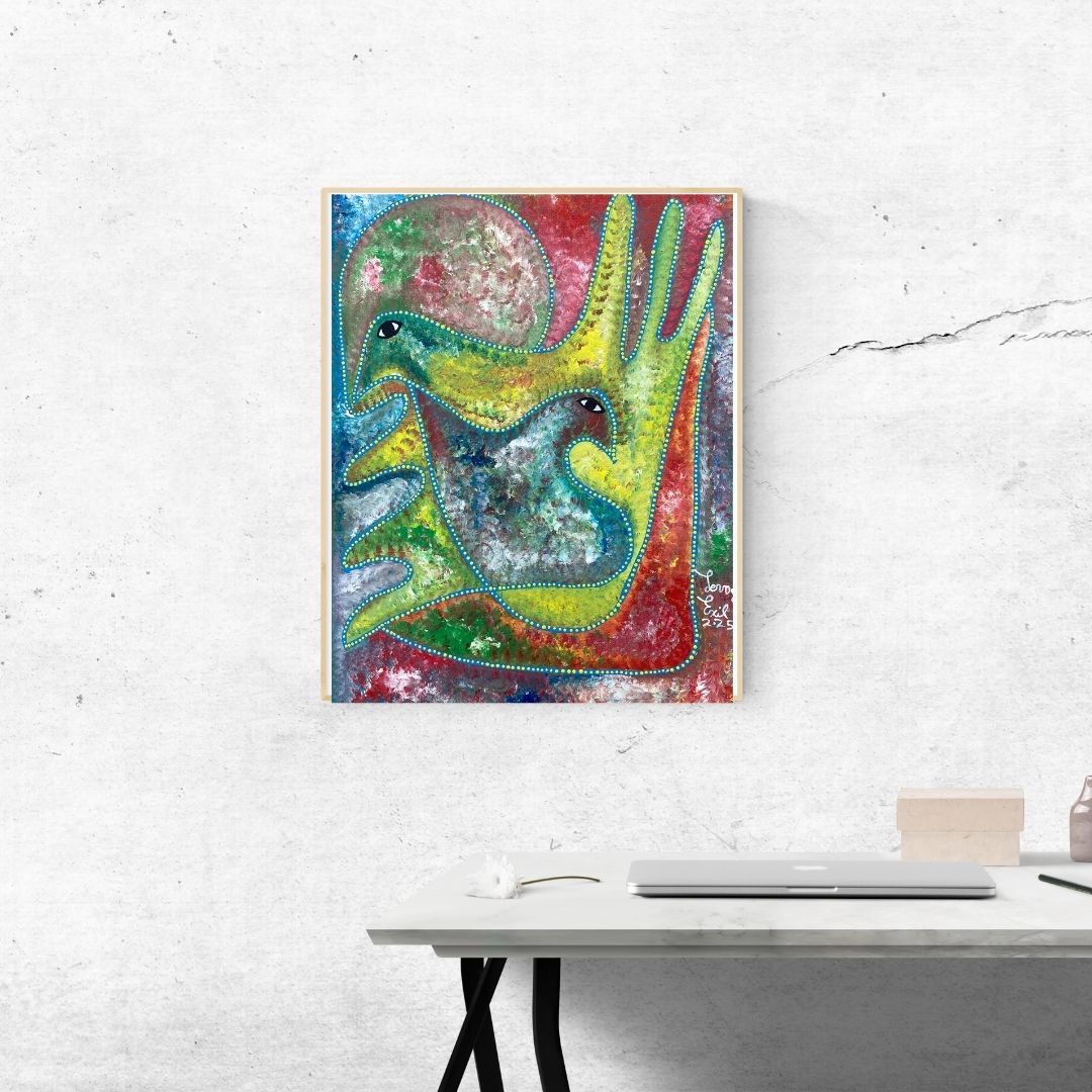 Ronlaka by Levoy Exil, shown framed in a home interior