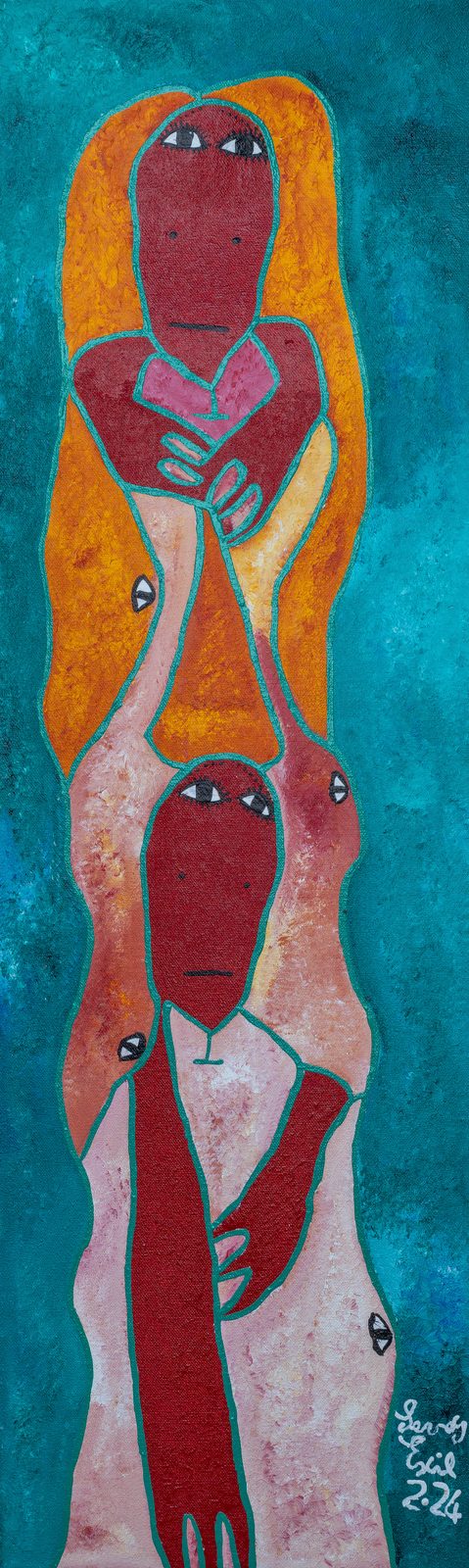 Katum — original acrylic on canvas painting by Levoy Exil, 12 x 32 inches