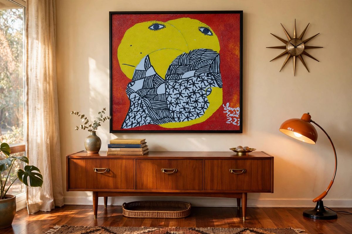 Noideka by Levoy Exil, shown framed in a home setting