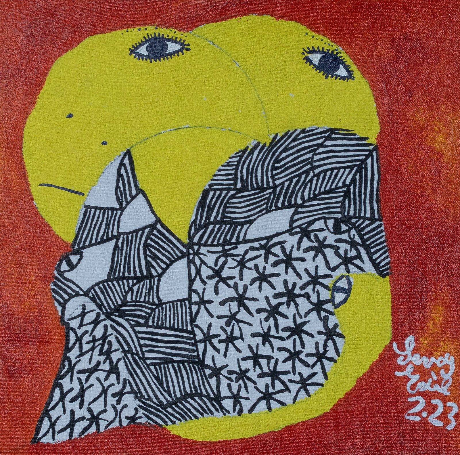 Noideka — original acrylic on canvas painting by Levoy Exil, 12 x 12 inches