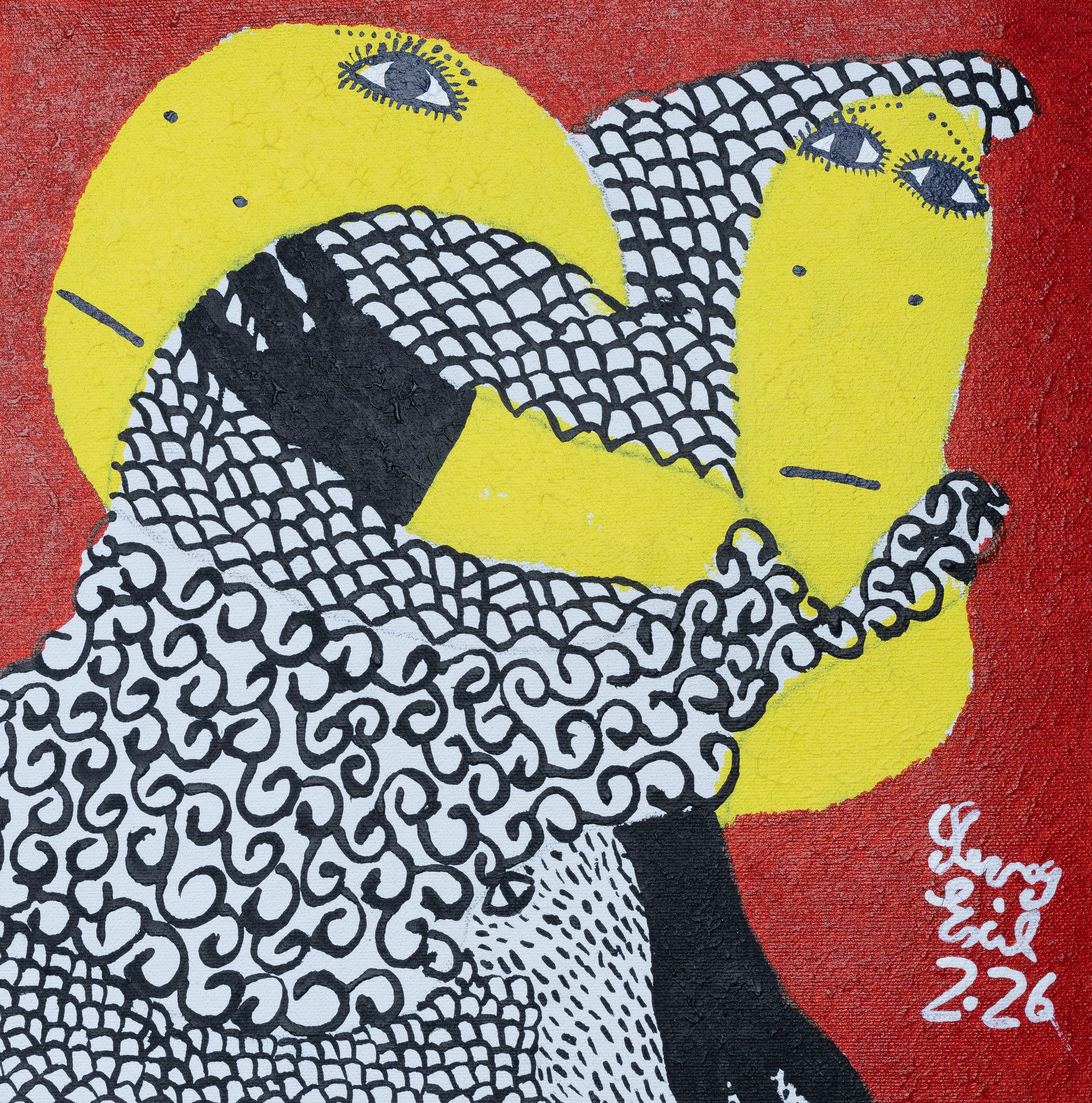Ralensa — original acrylic on canvas painting by Levoy Exil, 12 x 12 inches