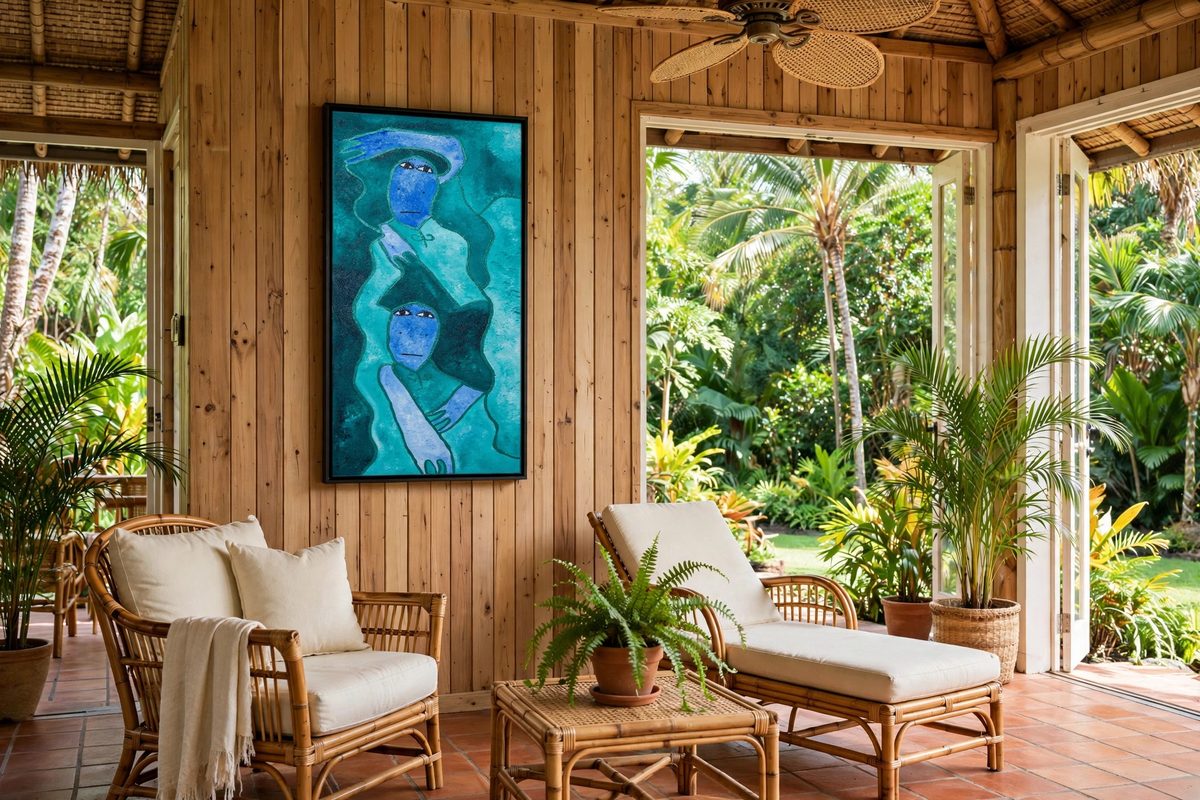 Shalun by Levoy Exil, shown framed in a home setting