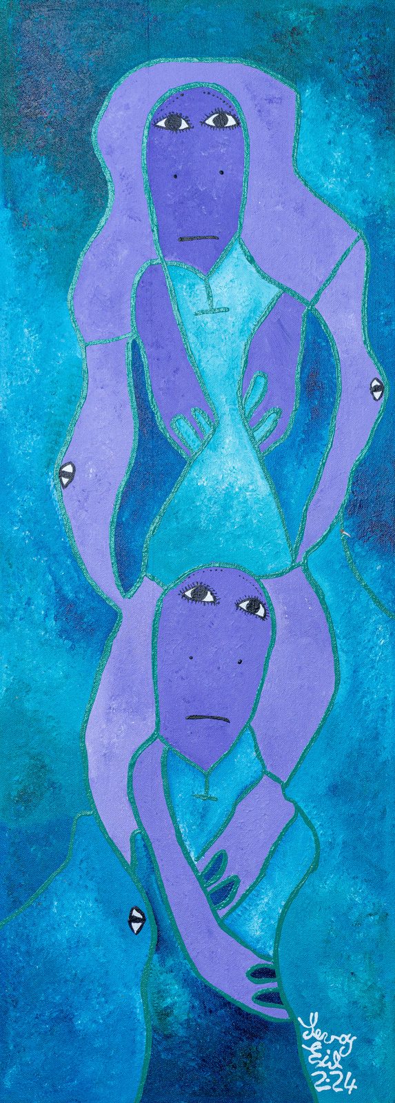 Shelota — original acrylic on canvas painting by Levoy Exil, 12 x 32 inches